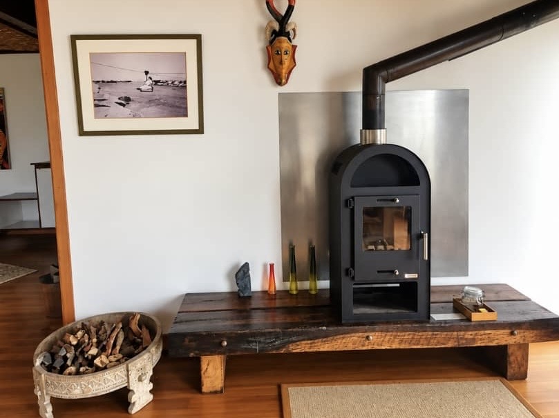 Wood-burning stove in the Villa living area